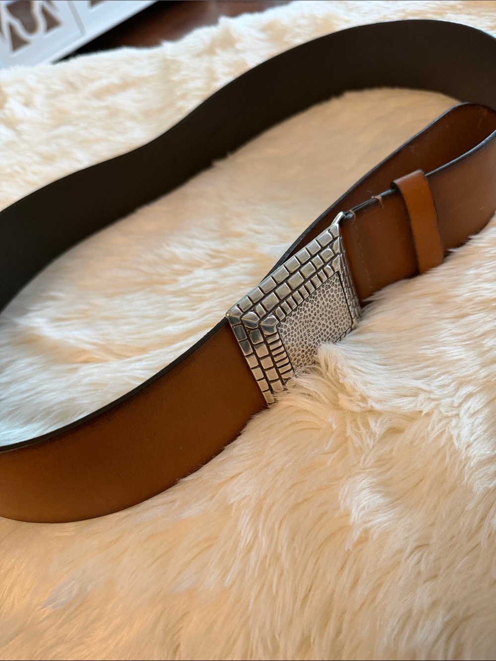 Chico's Women's Fashionable Statement Brown Leather Belt